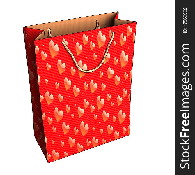 Red gift bag with hearts