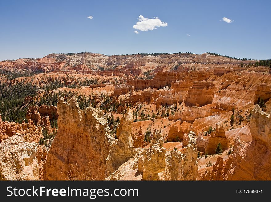 Landscape view of Bryce Canyon National park viewed from the rim. Landscape view of Bryce Canyon National park viewed from the rim