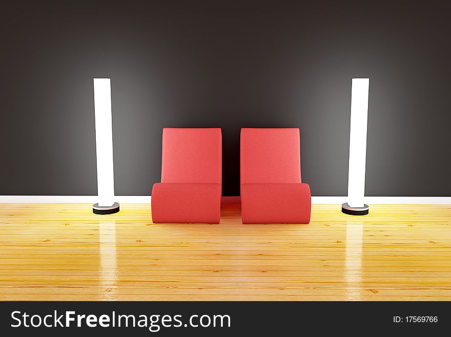 3d rendered modern chair with light. 3d rendered modern chair with light
