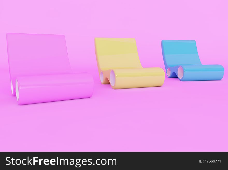 3d rendered different color modern chair