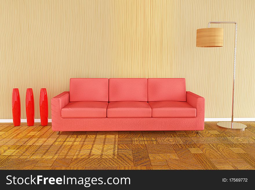 3d Red Sofa