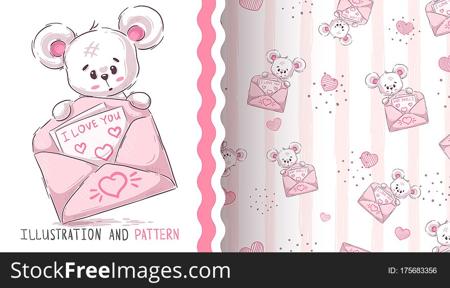 Bear And Bear - Seamless Pattern