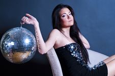 Glamourous Young Girl With Disco Ball Stock Photos