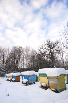 Apiary In Wintertime Royalty Free Stock Photos