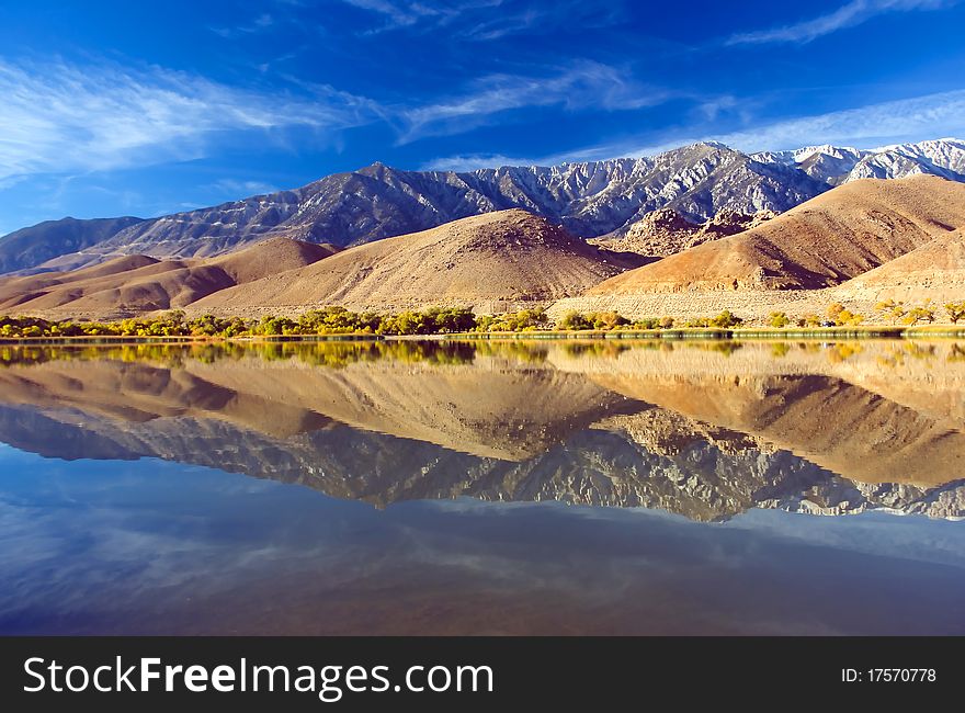 Scenic view of a Mountain and Lake with Reflection