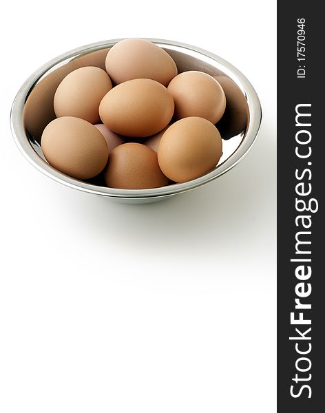 Eggs in a plate of steel