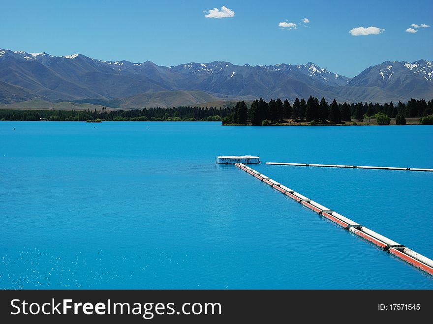 A beautiful turquoise lake in south island of New Zealand