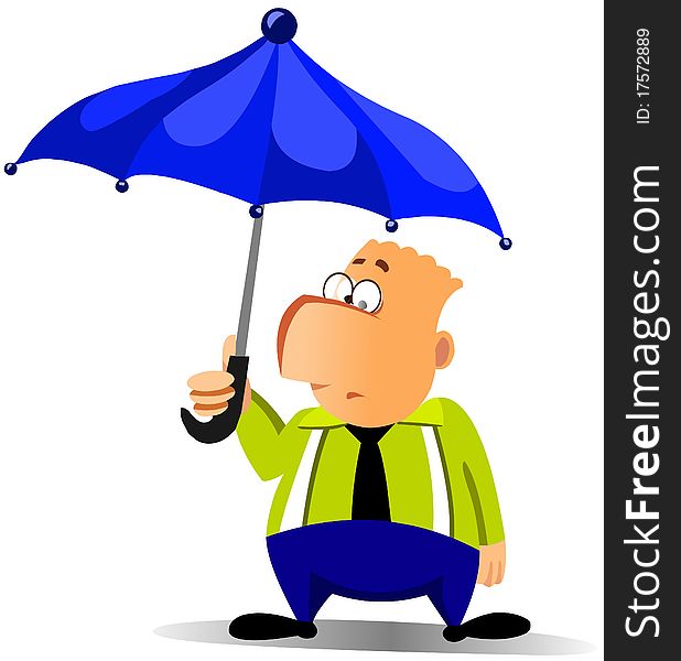 Businessman Under Umbrella