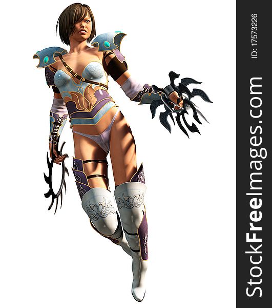 Girl knight armor boots sharp weapon 3d warrior berserk paladin woman