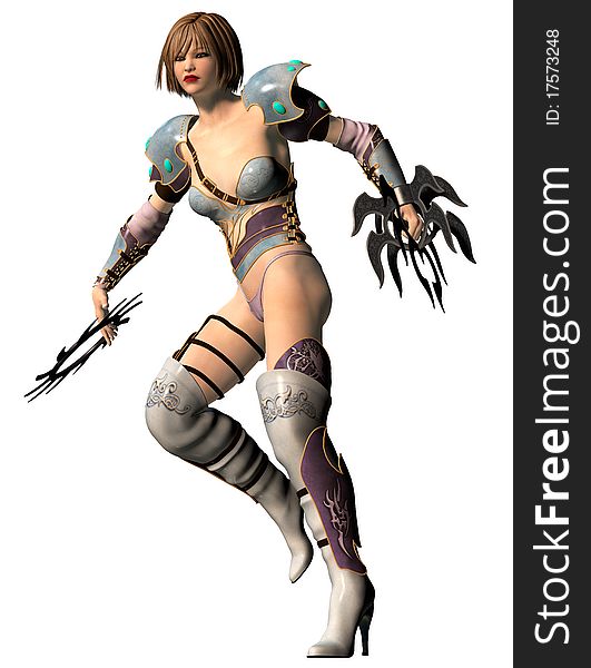 Girl knight armor boots sharp weapon 3d warrior berserk paladin woman