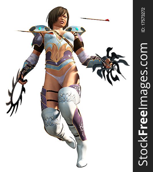 Girl knight armor boots sharp weapon 3d warrior berserk paladin woman