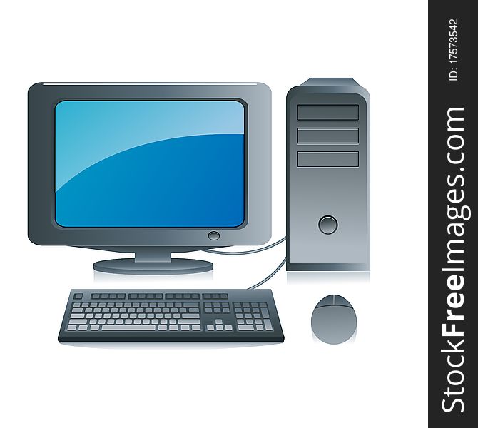 Illustration of computer on white background