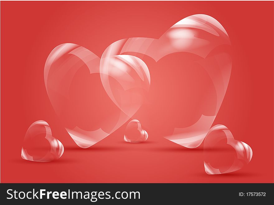 Illustration of bubbly hearts with isolated background