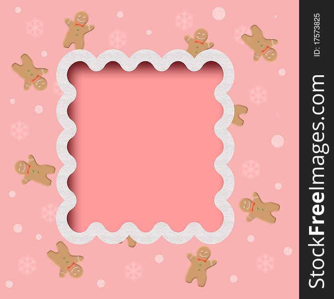 Gingerbread men on pink background frame illustration. Gingerbread men on pink background frame illustration