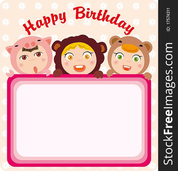 Vector illustration of Happy childdren birthday frame