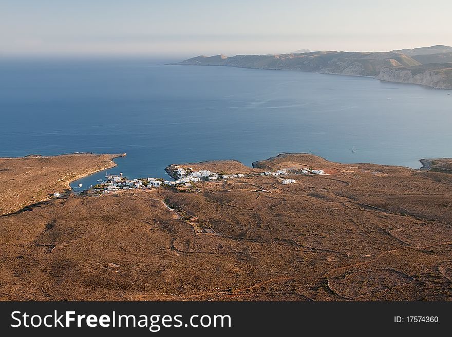 A view to the village of Avlemonas on the eastern coast of Kythera Island, Greece. A view to the village of Avlemonas on the eastern coast of Kythera Island, Greece