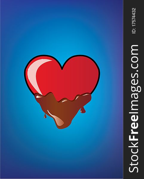 Red heart with chocolate illustration