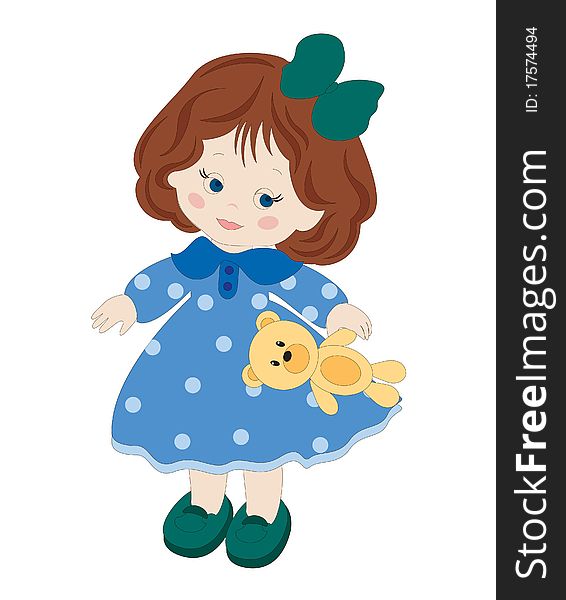 Illustration of cute toddler girl. Illustration of cute toddler girl