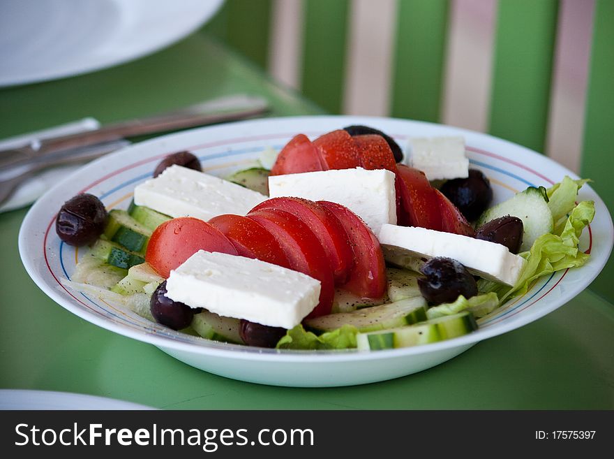 Greek salad, homemade, Tolo Greece