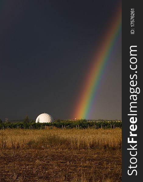 A rainboww near field with white ball