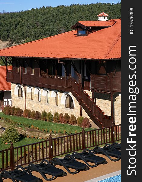 Local architecture holiday resort in bulgarian mountain