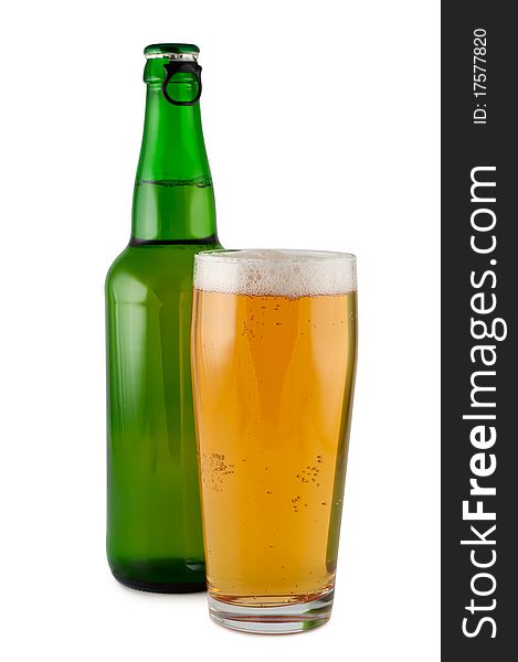 Beer bottle glass isolated on white background clipping path. Beer bottle glass isolated on white background clipping path.