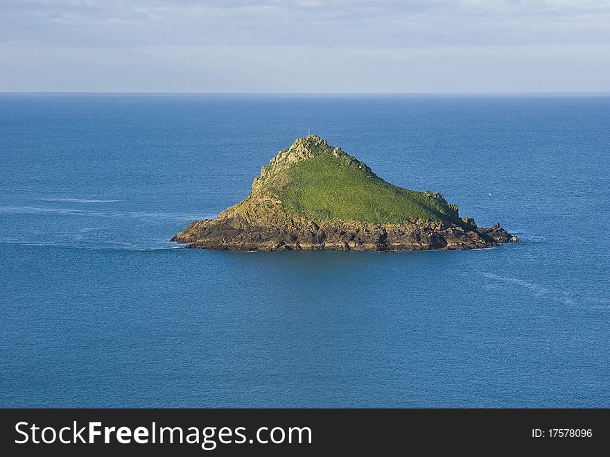 The Mouls Island is off the north coast of Cornwall UK famous for its colony of Puffins
