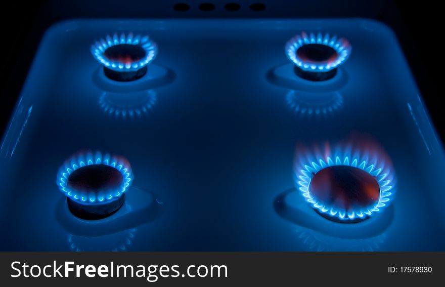 Gas burns on the stove