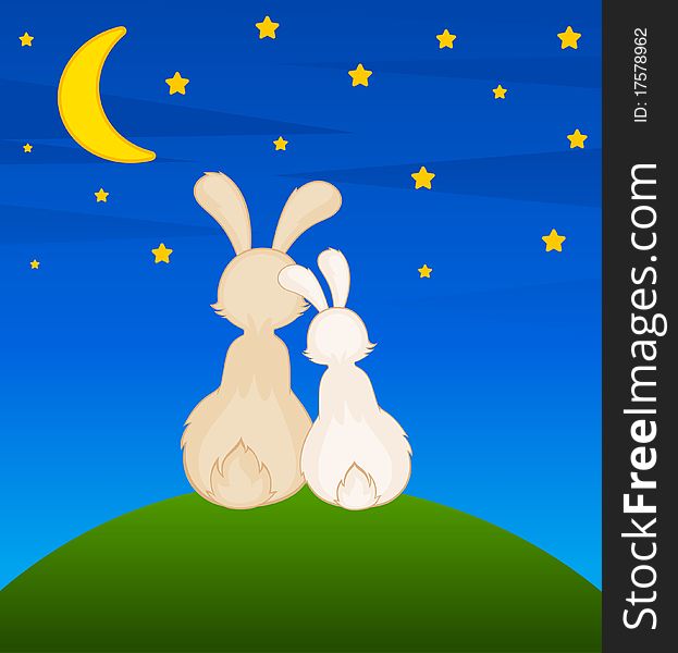 cartoon little toy rabbits illustration for a design