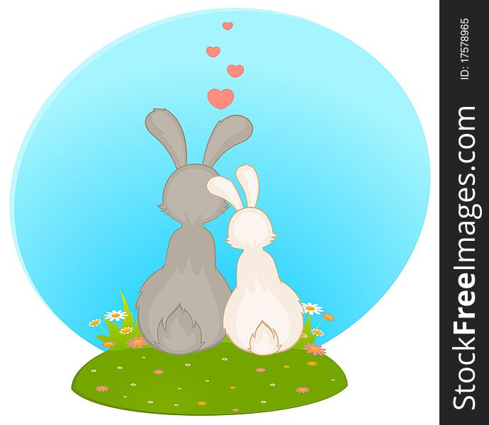 cartoon little toy rabbits illustration for a design