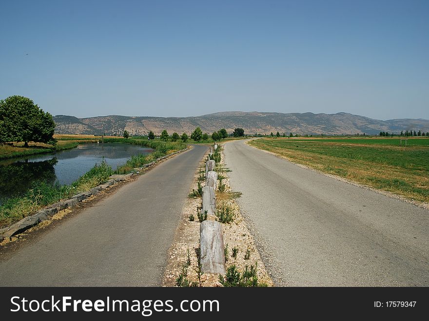 The road to the Hula Nature Reserve in northern Israel