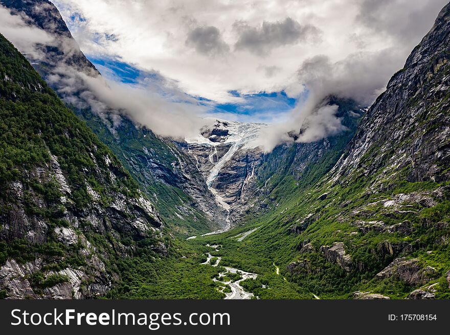 Beautiful Nature Norway natural landscape. Glacier Kjenndalsbreen. Beautiful Nature Norway natural landscape. Glacier Kjenndalsbreen