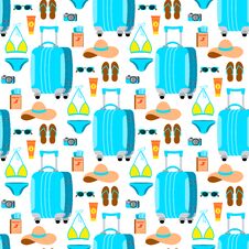 Travel Seamless Pattern Isolated On White Backgroun. Stock Images
