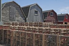 Barns And Lobster Traps Royalty Free Stock Photography