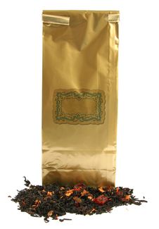 Golden Tea Pack With Blank Vintage Label Stock Image Golden Tea Pack With Blank Vintage Label Stock Image