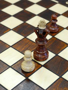 Wooden Chess Figures On Game Board Royalty Free Stock Photo