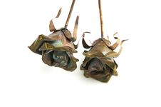 Two Metal Rose Decorations Royalty Free Stock Photo
