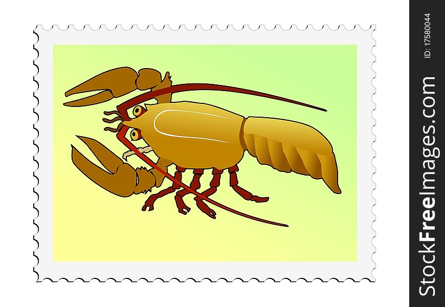 Colored stamp of insect. Crayfish