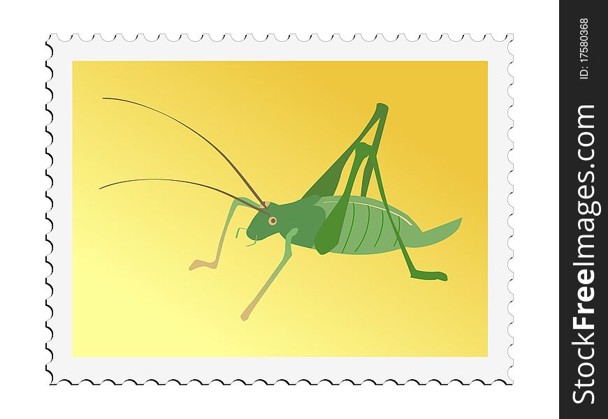 Colored stamp of insect. Cricket