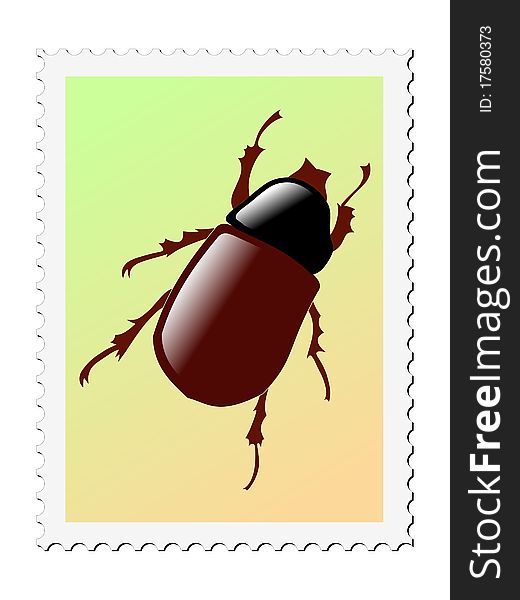 Colored stamp of insect. May bug