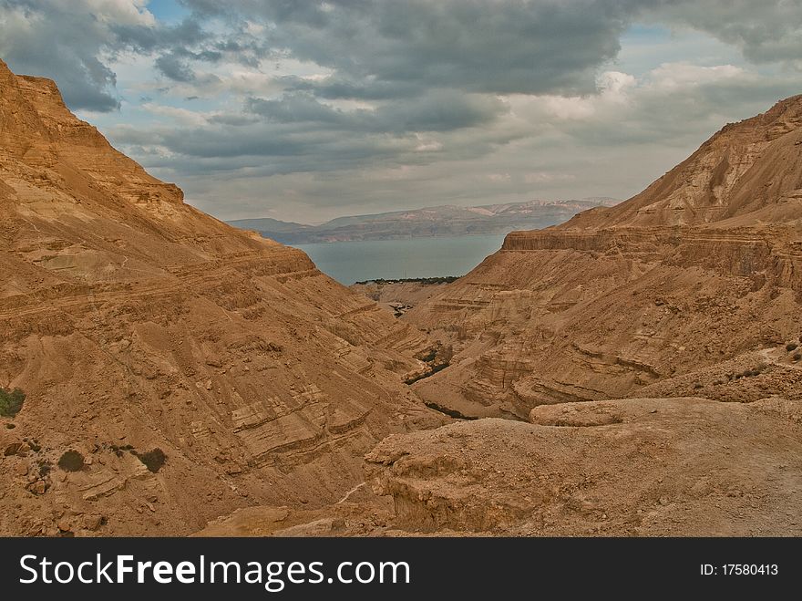 Ein Gedi Canyon leading into The Dead Sea. Ein Gedi Canyon leading into The Dead Sea.