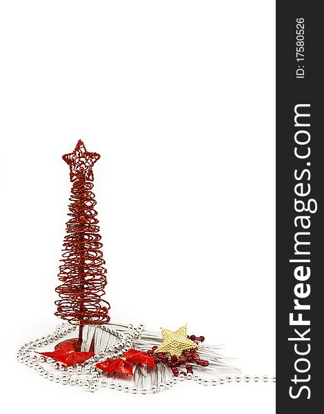 Red Christmas tree decorationisolated on white background