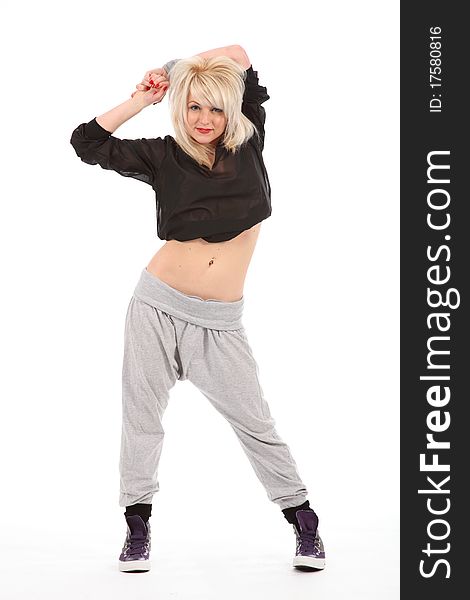 Young urban dancer girl posing in studio