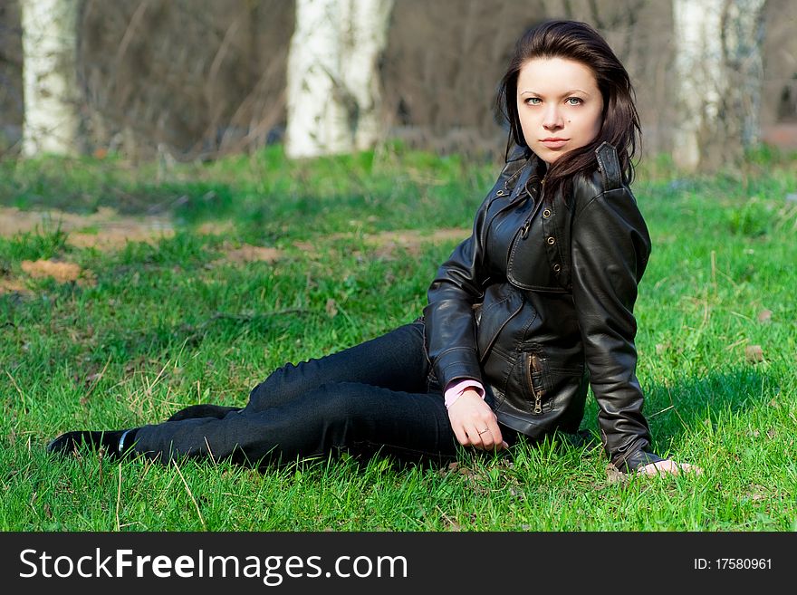 Girl lying on the grass