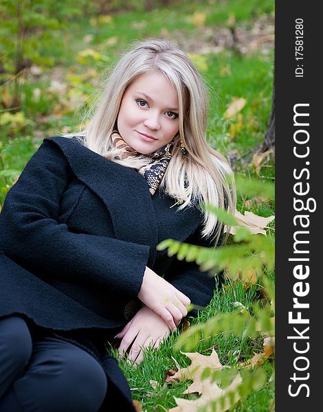 Girl lying on green grass. Girl lying on green grass