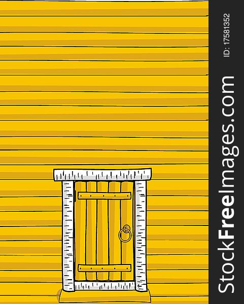 Illustration vector on cartoon style - Wooden wall of the timber, door. Illustration vector on cartoon style - Wooden wall of the timber, door