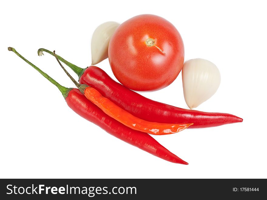 Fresh vegetable (bunch of fresh  tomato, garlic, pepper)