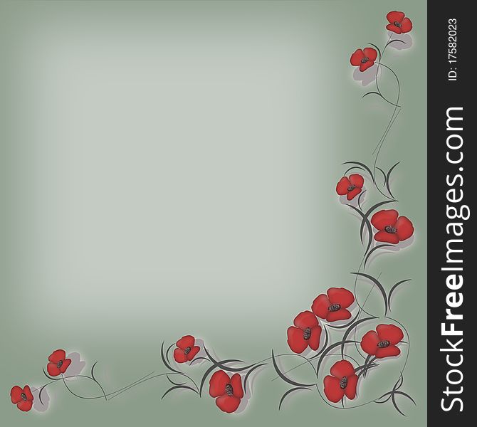 Pattern of red flowers on green background. Pattern of red flowers on green background