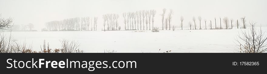 Frozen Warta river somewhere in Poland