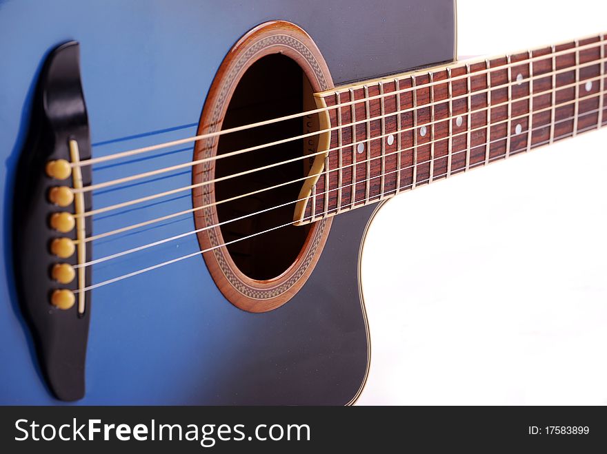 Blue six string acoustic guitar. Blue six string acoustic guitar